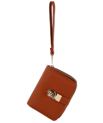 Twist Lock Flap Wallet Wrislet GLW-0140 BROWN